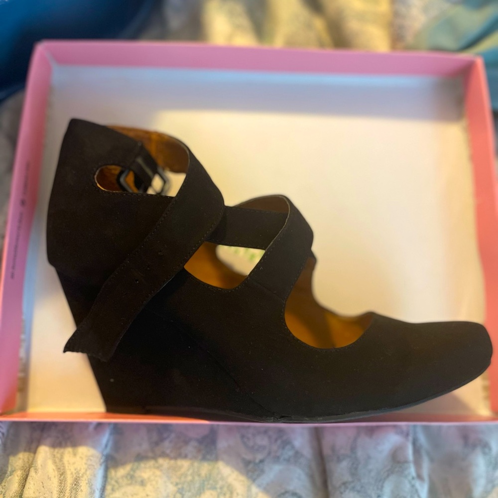 Suede wedge booties size 11 by Crown Vintage